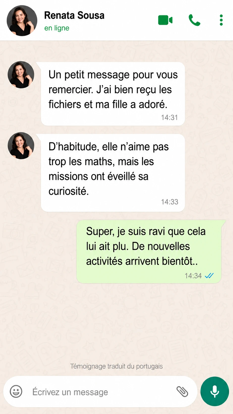Témoignage de Renata Sousa, traduit du portugais