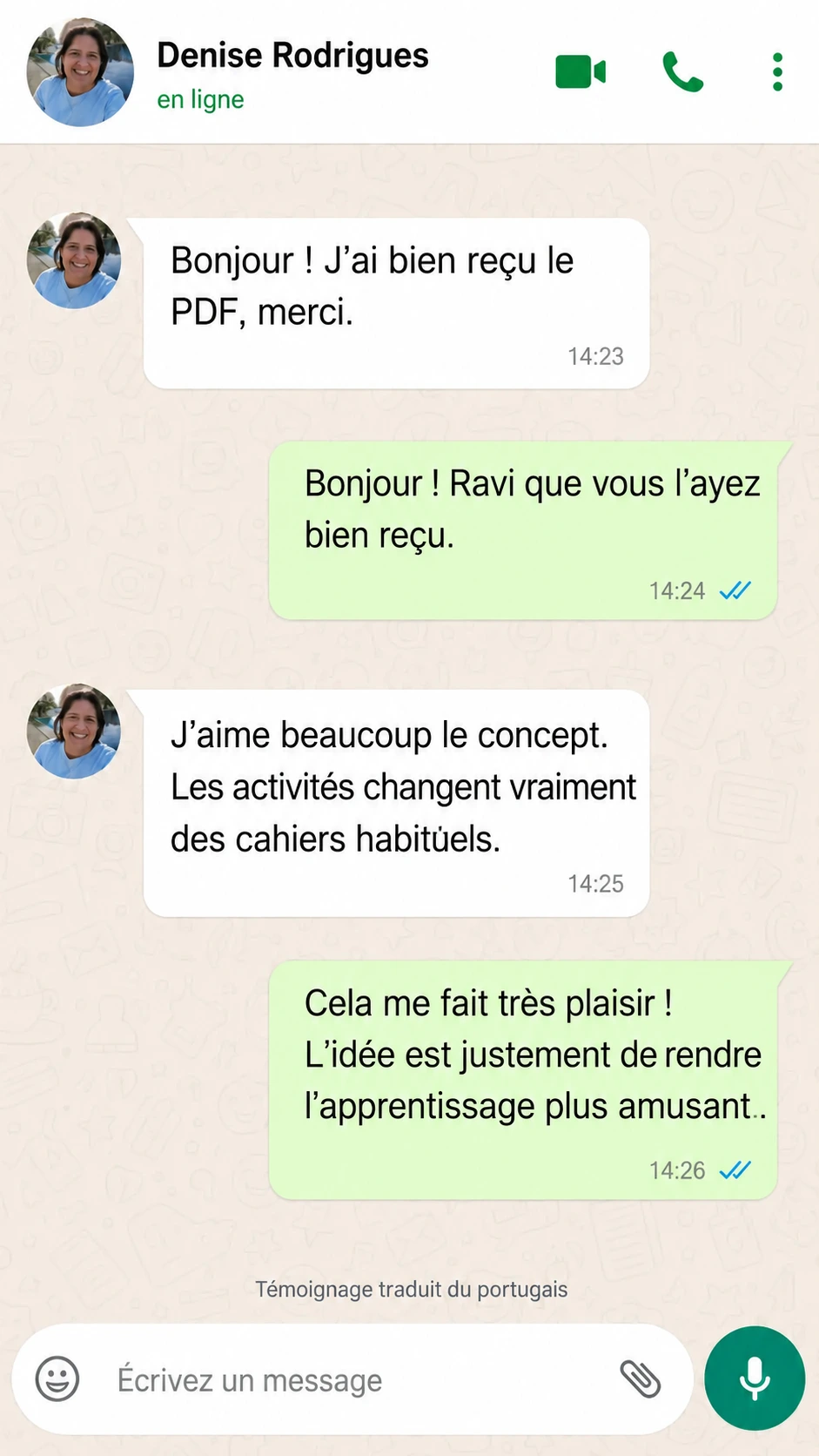 Témoignage de Denise Rodrigues, traduit du portugais