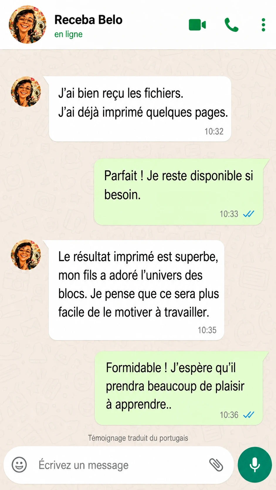 Témoignage de Receba Belo, traduit du portugais